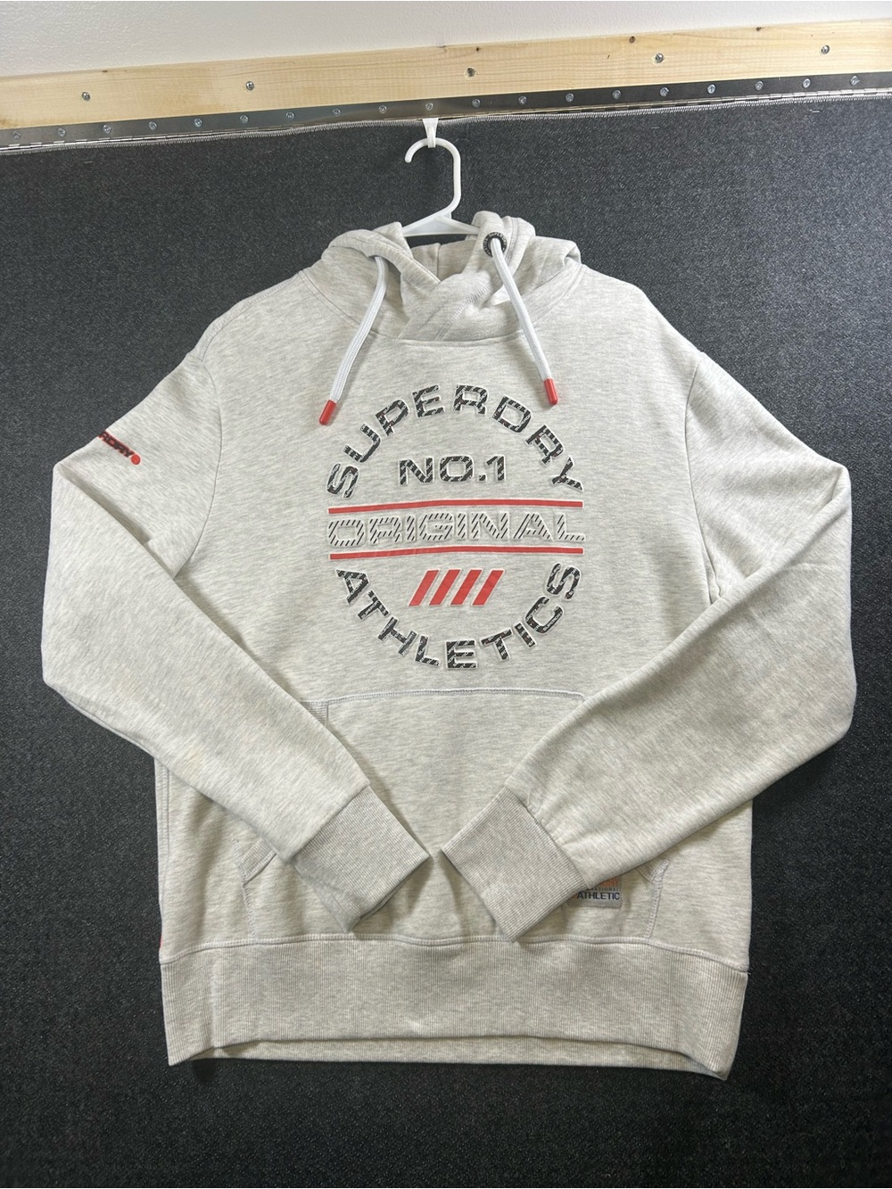 Men’s White Superdry Athletics No. 1 OG Heavyweight Hoodie Pullover Size 2XL